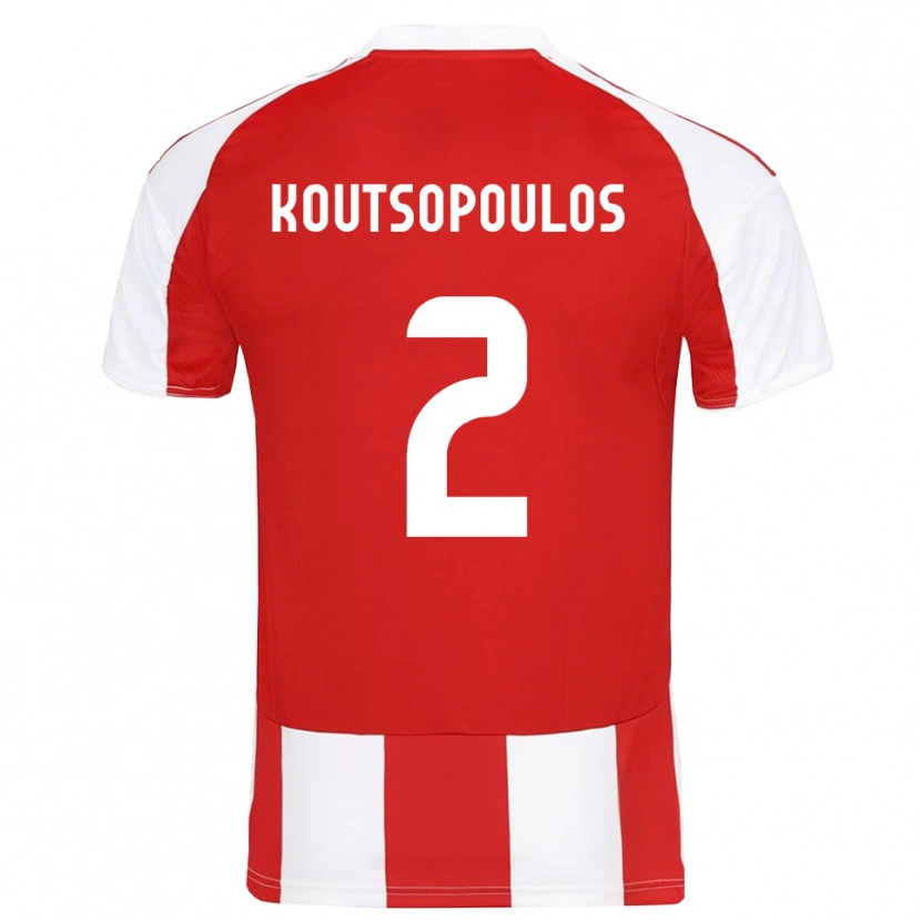 Danxen Hombre Camiseta Georgios Koutsopoulos #2 Rojo Blanco 1ª Equipación 2025/26 La Camisa México