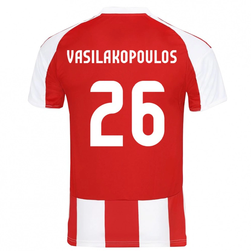Danxen Hombre Camiseta Sarantos Vasilakopoulos #26 Rojo Blanco 1ª Equipación 2025/26 La Camisa México