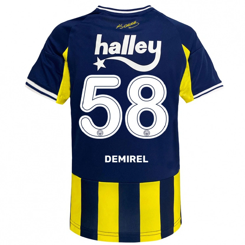Danxen Hombre Camiseta Görkem Demirel #58 Amarillo Marino Blanco 1ª Equipación 2025/26 La Camisa México