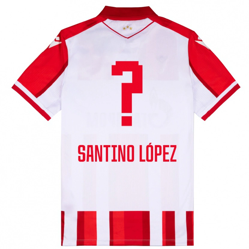 Danxen Hombre Camiseta Santino López #0 Rojo Blanco 1ª Equipación 2025/26 La Camisa México