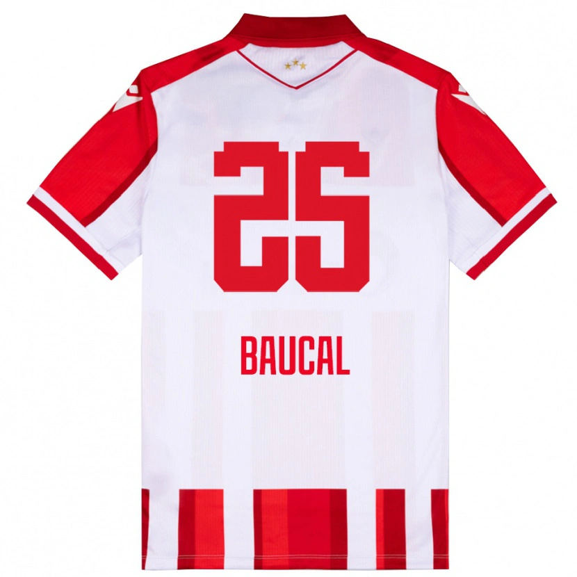 Danxen Hombre Camiseta Strahinja Baucal #25 Rojo Blanco 1ª Equipación 2025/26 La Camisa México