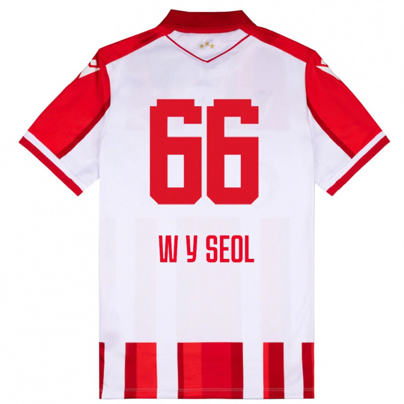 Danxen Hombre Camiseta Young-Woo Seol #66 Rojo Blanco 1ª Equipación 2025/26 La Camisa México