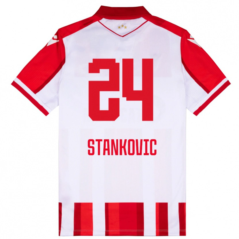 Danxen Hombre Camiseta Nikola Stankovic #24 Rojo Blanco 1ª Equipación 2025/26 La Camisa México
