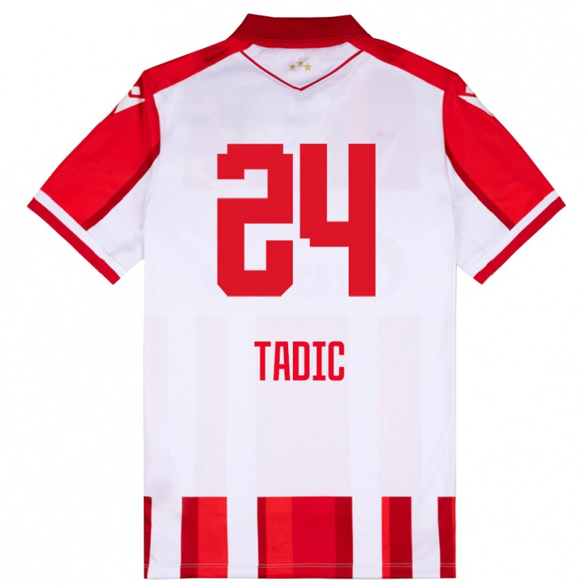 Danxen Hombre Camiseta Ilija Tadic #24 Rojo Blanco 1ª Equipación 2025/26 La Camisa México
