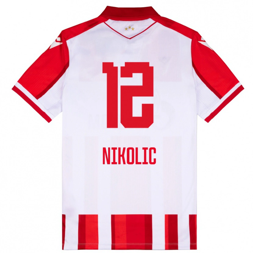 Danxen Hombre Camiseta Uros Nikolic #12 Rojo Blanco 1ª Equipación 2025/26 La Camisa México