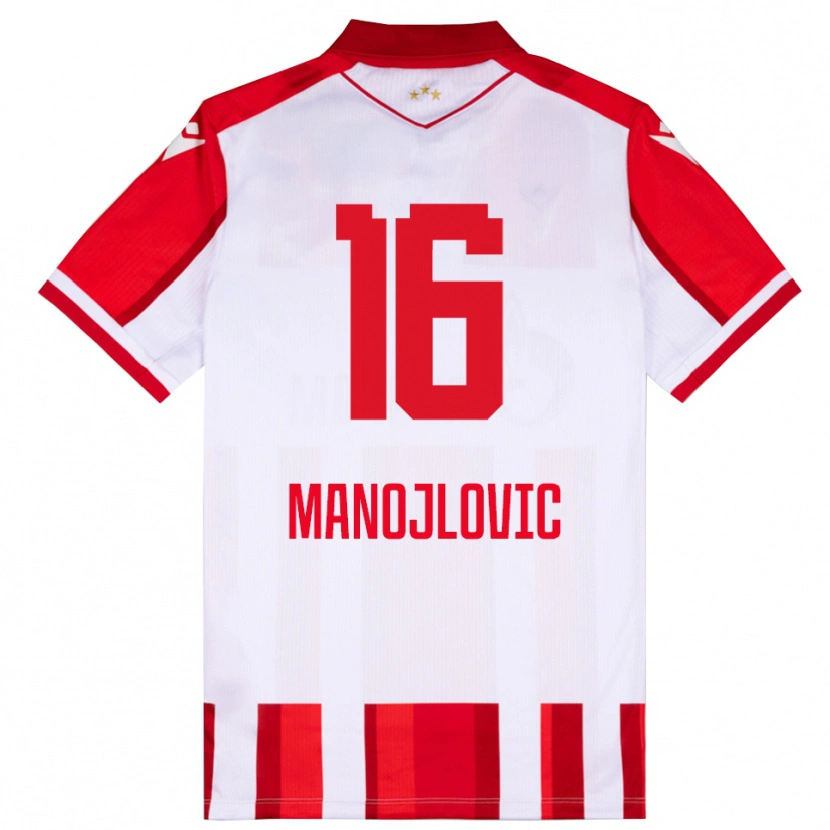 Danxen Hombre Camiseta Petar Manojlovic #16 Rojo Blanco 1ª Equipación 2025/26 La Camisa México