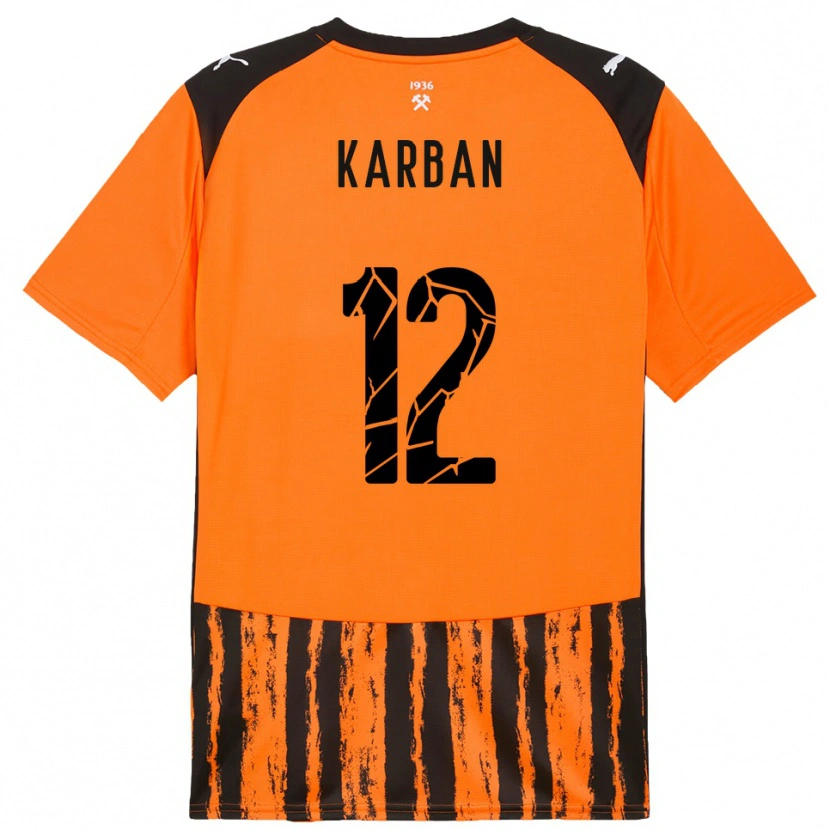 Danxen Hombre Camiseta Yevheniia Karban #12 Naranja Negro 1ª Equipación 2025/26 La Camisa México