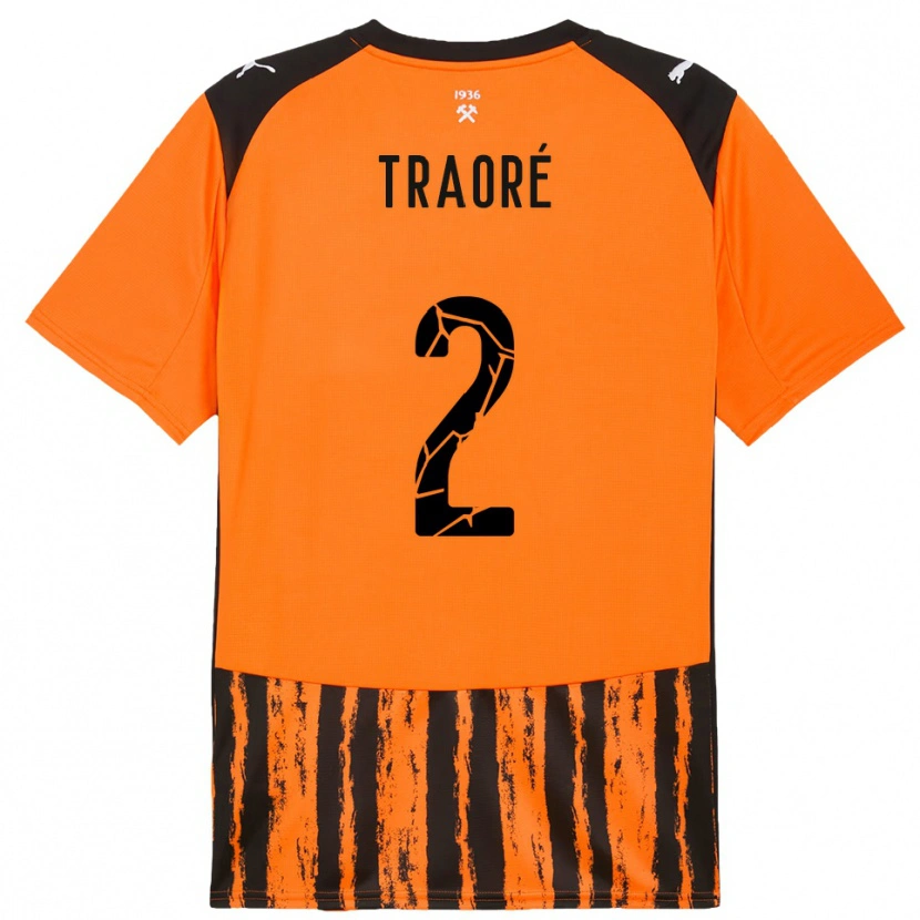 Danxen Hombre Camiseta Lassina Traoré #2 Naranja Negro 1ª Equipación 2025/26 La Camisa México
