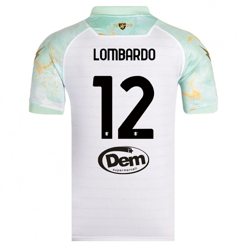 Danxen Hombre Camiseta Alessandro Lombardo #12 Blanco Negro 2ª Equipación 2025/26 La Camisa México