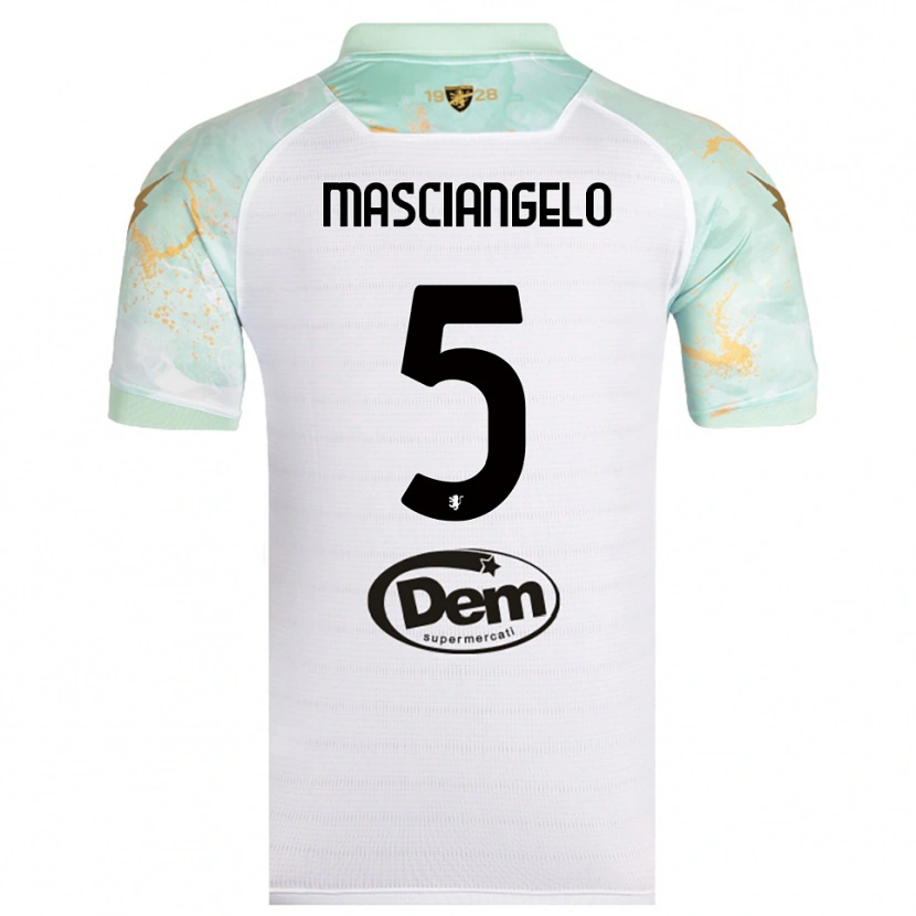 Danxen Hombre Camiseta Edoardo Masciangelo #5 Blanco Negro 2ª Equipación 2025/26 La Camisa México