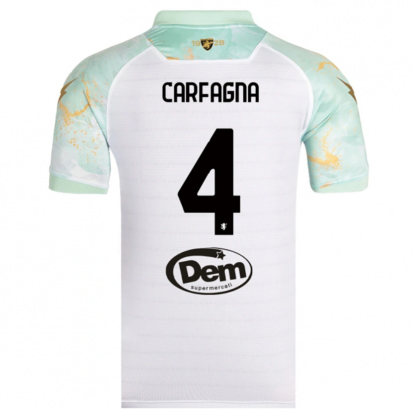 Danxen Hombre Camiseta Matteo Carfagna #4 Blanco Negro 2ª Equipación 2025/26 La Camisa México