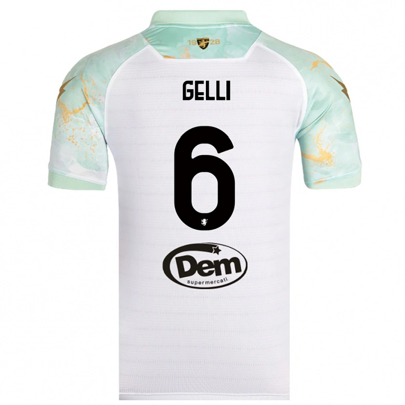 Danxen Hombre Camiseta Jacopo Gelli #6 Blanco Negro 2ª Equipación 2025/26 La Camisa México