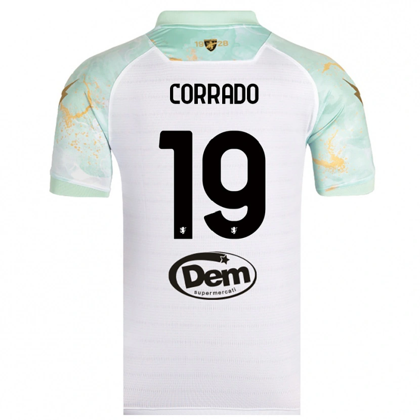 Danxen Hombre Camiseta Niccolò Corrado #19 Blanco Negro 2ª Equipación 2025/26 La Camisa México