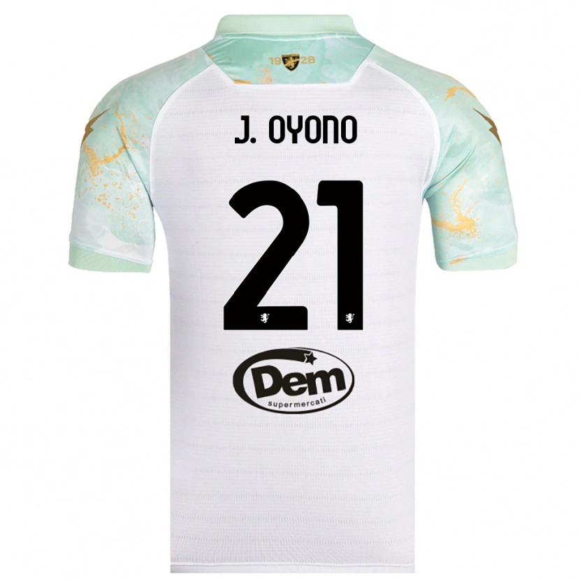 Danxen Hombre Camiseta Jérémy Oyono #21 Blanco Negro 2ª Equipación 2025/26 La Camisa México