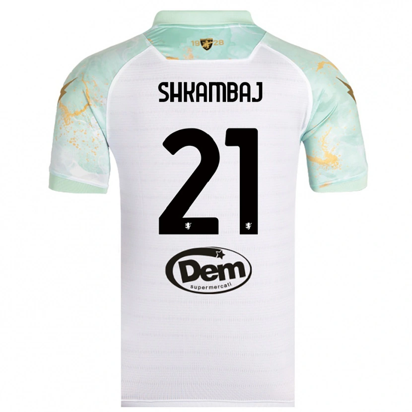 Danxen Hombre Camiseta Ardit Shkambaj #21 Blanco Negro 2ª Equipación 2025/26 La Camisa México