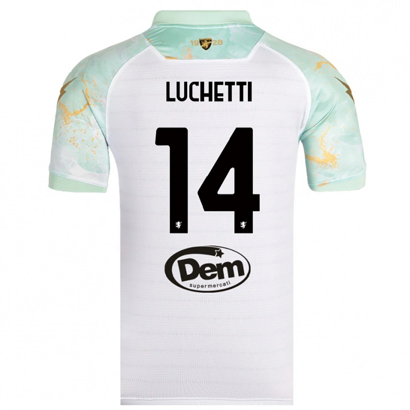 Danxen Hombre Camiseta Alessandro Luchetti #14 Blanco Negro 2ª Equipación 2025/26 La Camisa México