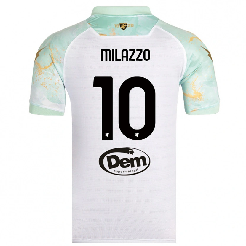 Danxen Hombre Camiseta Simone Milazzo #10 Blanco Negro 2ª Equipación 2025/26 La Camisa México