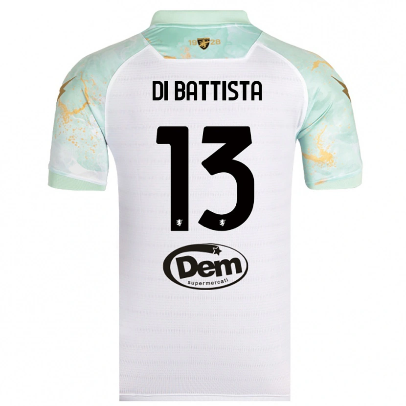 Danxen Hombre Camiseta Cristiano Di Battista #13 Blanco Negro 2ª Equipación 2025/26 La Camisa México