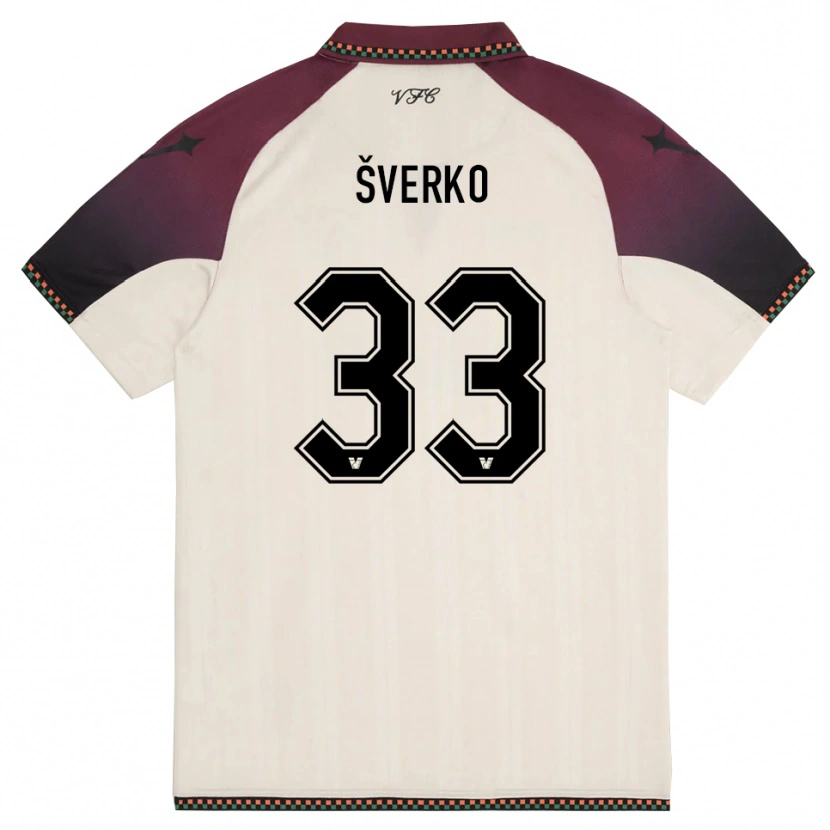 Danxen Hombre Camiseta Marin Šverko #33 Crema Borgoña 2ª Equipación 2025/26 La Camisa México