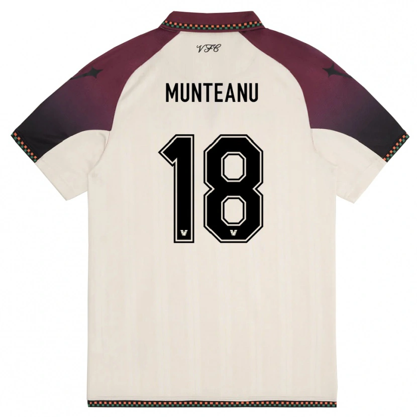 Danxen Hombre Camiseta Denis Munteanu #18 Crema Borgoña 2ª Equipación 2025/26 La Camisa México