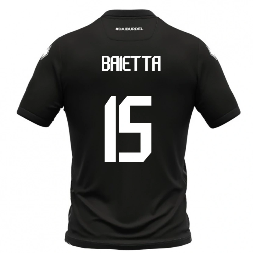 Danxen Hombre Camiseta Pietro Baietta #15 Negro Blanco 2ª Equipación 2025/26 La Camisa México