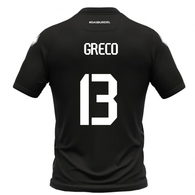 Danxen Hombre Camiseta Nicolò Greco #13 Negro Blanco 2ª Equipación 2025/26 La Camisa México