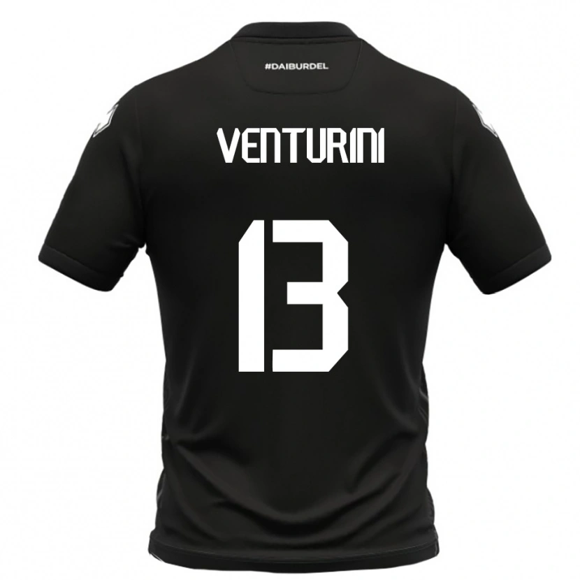 Danxen Hombre Camiseta Diego Venturini #13 Negro Blanco 2ª Equipación 2025/26 La Camisa México