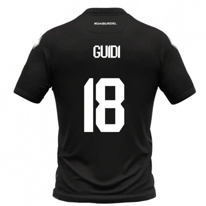 Danxen Hombre Camiseta Matteo Guidi #18 Negro Blanco 2ª Equipación 2025/26 La Camisa México