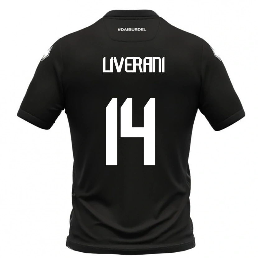 Danxen Hombre Camiseta Vittorio Liverani #14 Negro Blanco 2ª Equipación 2025/26 La Camisa México