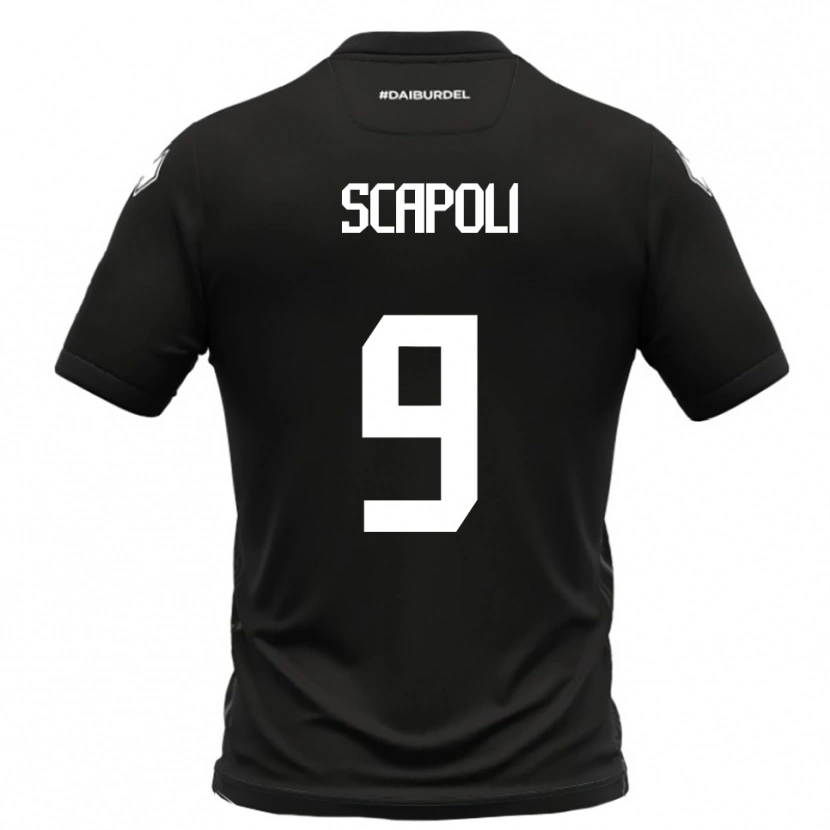 Danxen Hombre Camiseta Francesco Scapoli #9 Negro Blanco 2ª Equipación 2025/26 La Camisa México