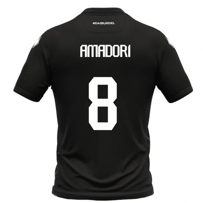 Danxen Hombre Camiseta Emilio Amadori #8 Negro Blanco 2ª Equipación 2025/26 La Camisa México