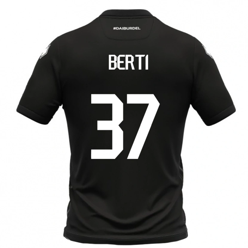 Danxen Hombre Camiseta Filippo Berti #37 Negro Blanco 2ª Equipación 2025/26 La Camisa México