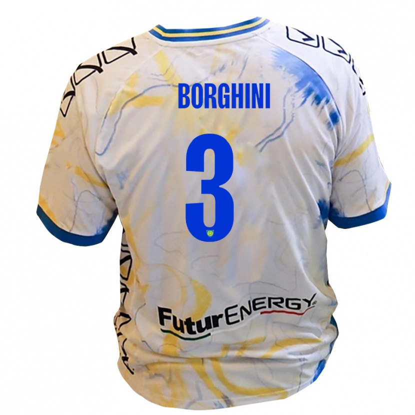 Danxen Hombre Camiseta Giacomo Borghini #3 Blanco Amarillo Azul 2ª Equipación 2025/26 La Camisa México