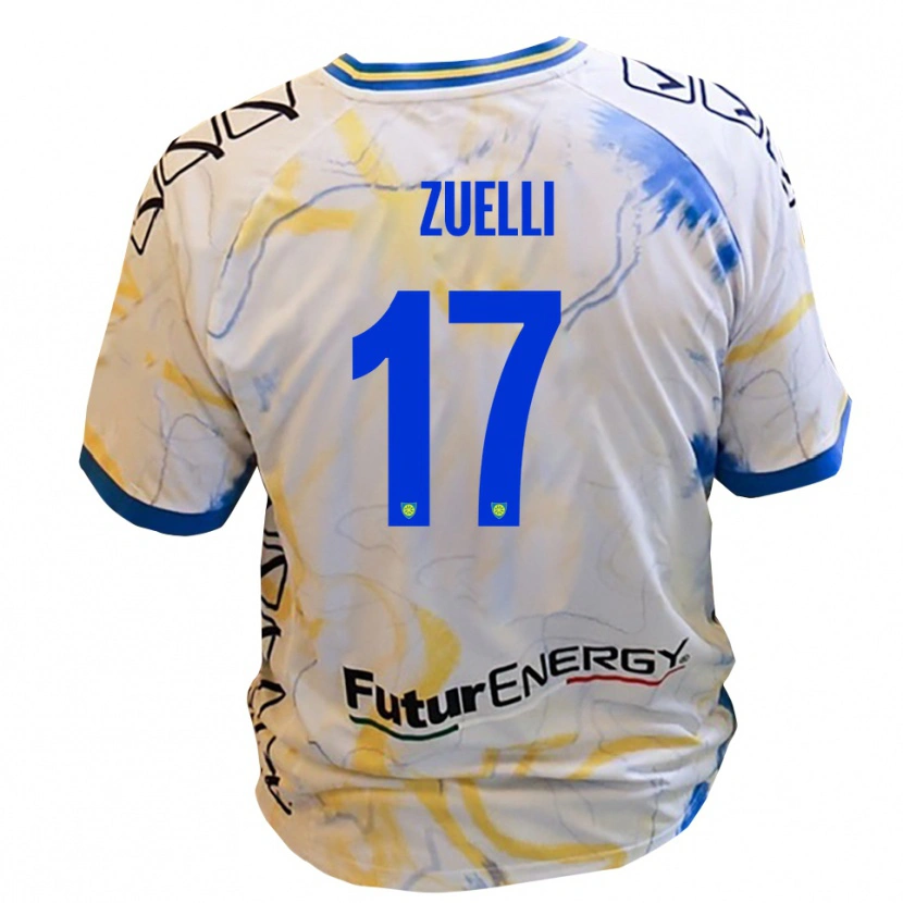 Danxen Hombre Camiseta Emanuele Zuelli #17 Blanco Amarillo Azul 2ª Equipación 2025/26 La Camisa México