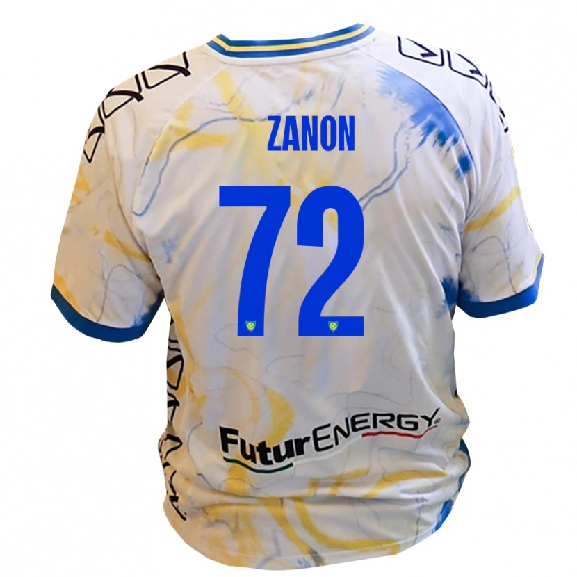 Danxen Hombre Camiseta Simone Zanon #72 Blanco Amarillo Azul 2ª Equipación 2025/26 La Camisa México