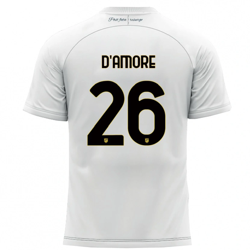 Danxen Hombre Camiseta Francesco D'amore #26 Blanco Amarillo 2ª Equipación 2025/26 La Camisa México