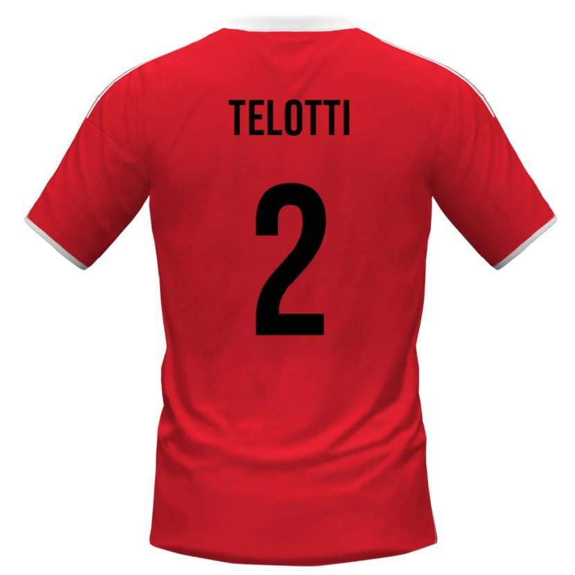 Danxen Hombre Camiseta Giacomo Telotti #2 Rojo Blanco 2ª Equipación 2025/26 La Camisa México