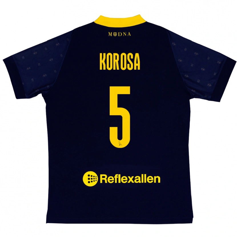 Danxen Hombre Camiseta Anej Koroša #5 Marino Amarillo 2ª Equipación 2025/26 La Camisa México