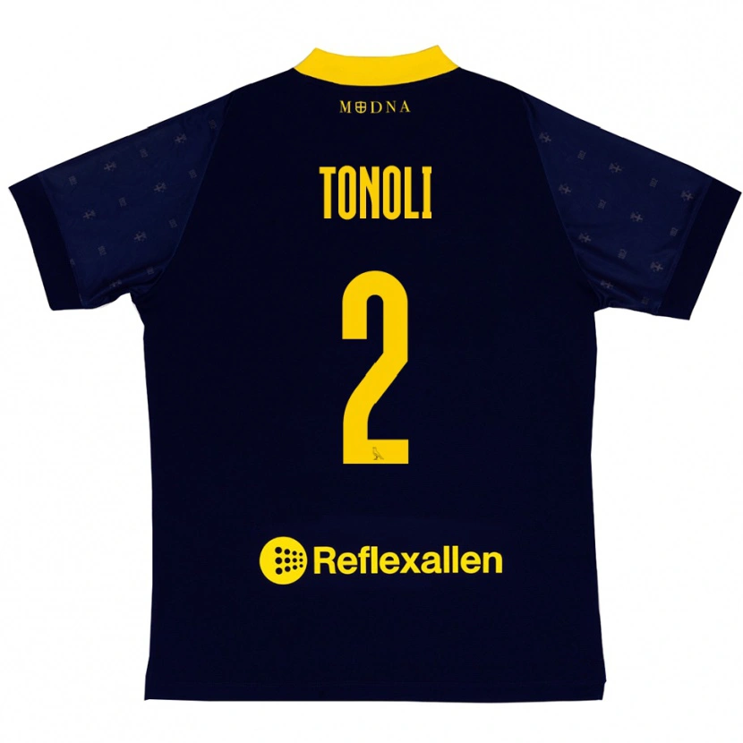 Danxen Hombre Camiseta Daniel Tonoli #2 Marino Amarillo 2ª Equipación 2025/26 La Camisa México