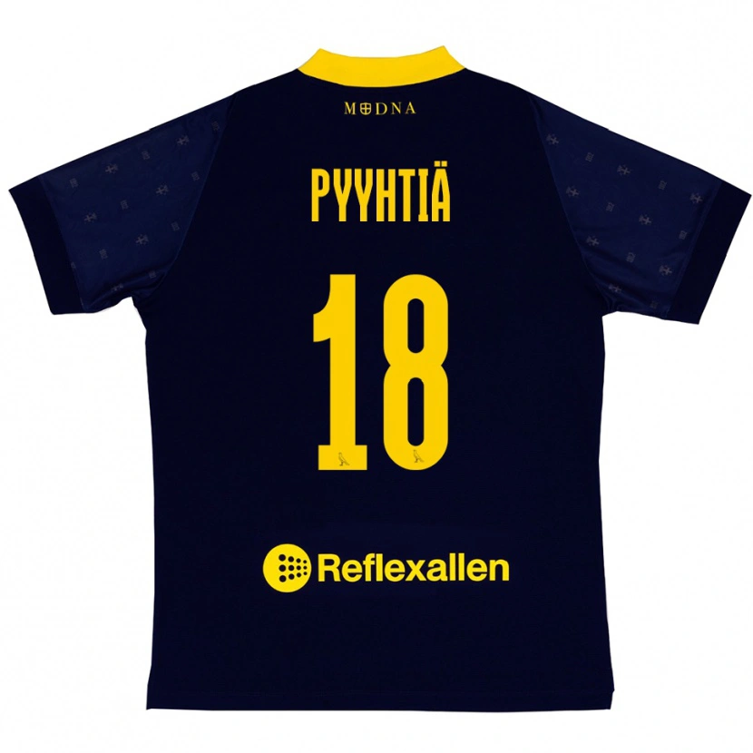 Danxen Hombre Camiseta Niklas Pyyhtiä #18 Marino Amarillo 2ª Equipación 2025/26 La Camisa México