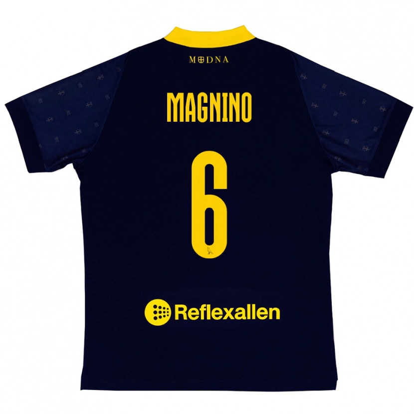 Danxen Hombre Camiseta Luca Magnino #6 Marino Amarillo 2ª Equipación 2025/26 La Camisa México
