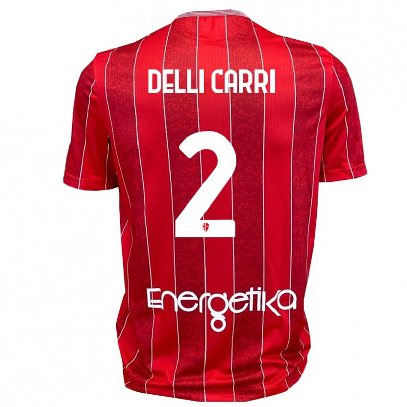 Danxen Hombre Camiseta Filippo Delli Carri #2 Rojo Blanco 2ª Equipación 2025/26 La Camisa México