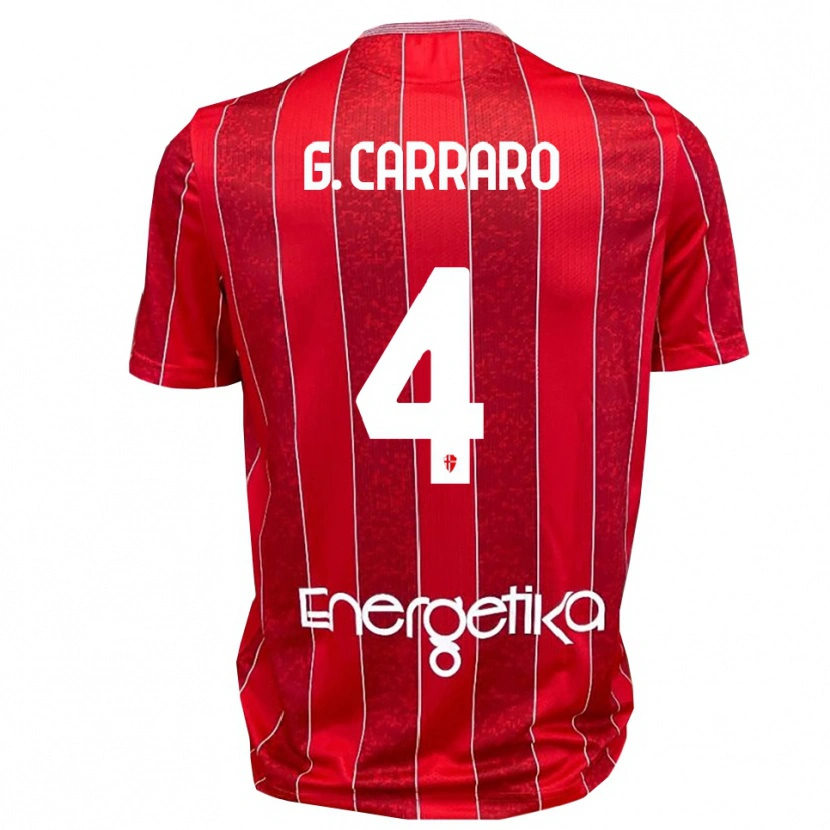 Danxen Hombre Camiseta Giulio Carraro #4 Rojo Blanco 2ª Equipación 2025/26 La Camisa México