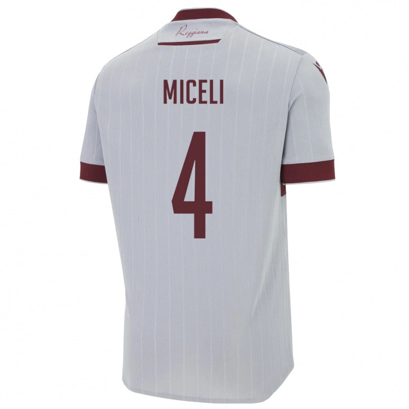 Danxen Hombre Camiseta Leonardo Miceli #4 Borgoña Blanco 2ª Equipación 2025/26 La Camisa México