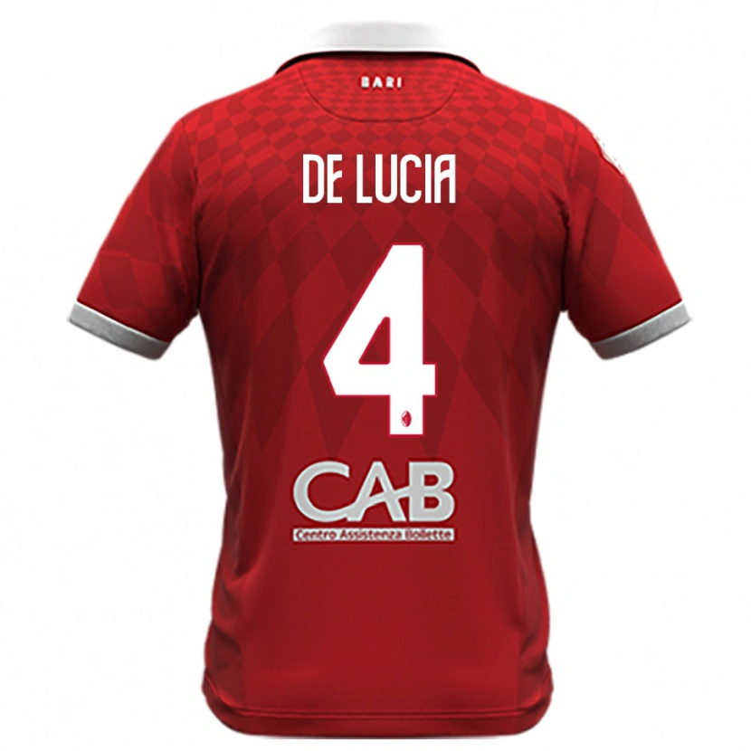 Danxen Hombre Camiseta Mattia De Lucia #4 Rojo Blanco 2ª Equipación 2025/26 La Camisa México