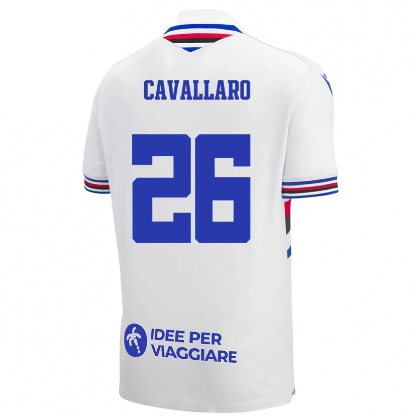Danxen Hombre Camiseta Michele Cavallaro #26 Blanco Azul Rojo 2ª Equipación 2025/26 La Camisa México