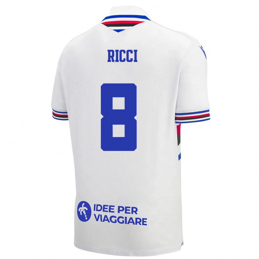 Danxen Hombre Camiseta Matteo Ricci #8 Blanco Azul Rojo 2ª Equipación 2025/26 La Camisa México