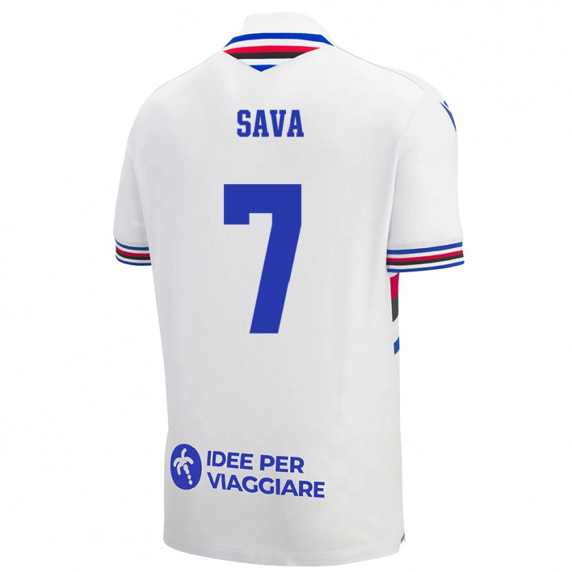 Danxen Hombre Camiseta Samuele Sava #7 Blanco Azul Rojo 2ª Equipación 2025/26 La Camisa México