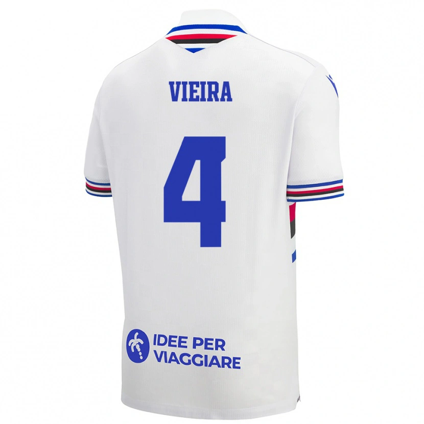 Danxen Hombre Camiseta Ronaldo Vieira #4 Blanco Azul Rojo 2ª Equipación 2025/26 La Camisa México