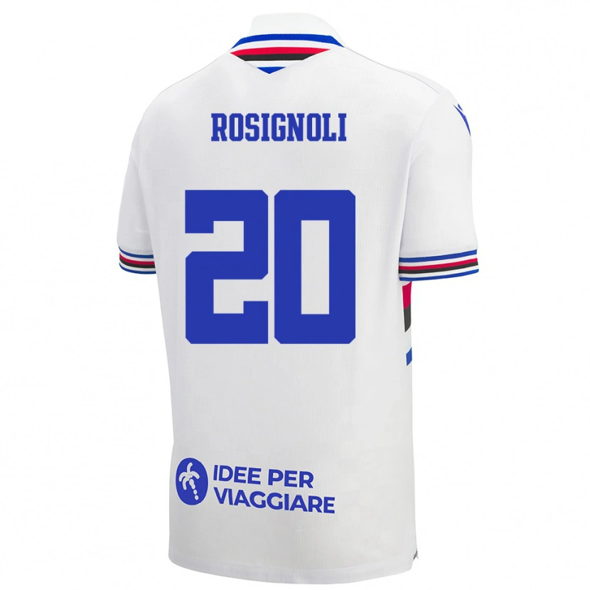 Danxen Hombre Camiseta Syria Rosignoli #20 Blanco Azul Rojo 2ª Equipación 2025/26 La Camisa México